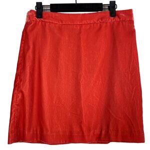 J.Crew Soft Velvet Mini Skirt Lined Lightweight Zip Up Back 4 Coral Orange Red
